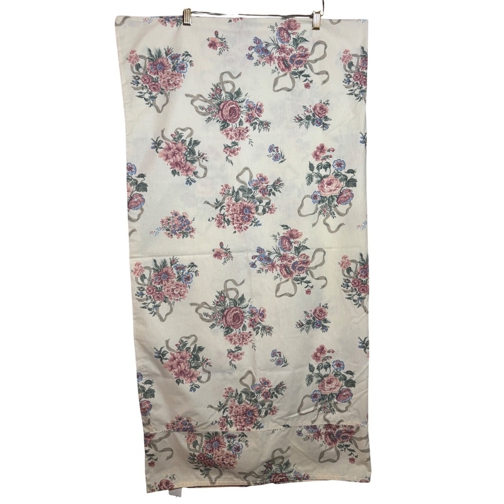 Vintage JCPenney Floral Pillowcase Cottagecore Bow Percale Made in USA Full